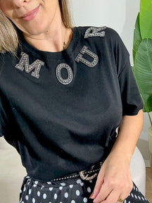 BLUSA LISTRADA PEDRARIA